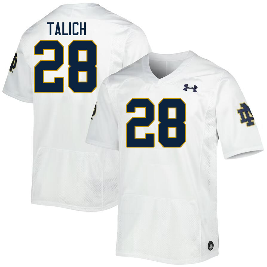 Men #28 Luke Talich Notre Dame Fighting Irish College Football Jerseys Stitched Sale-White